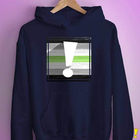Agender Pride Flag Exclamation Point Hoodie - Navy